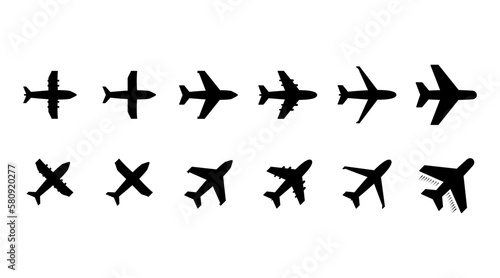 set of plane icon in black color