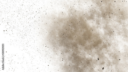 flying debris, pebbles with dust, isolated on a transparent background © dottedyeti