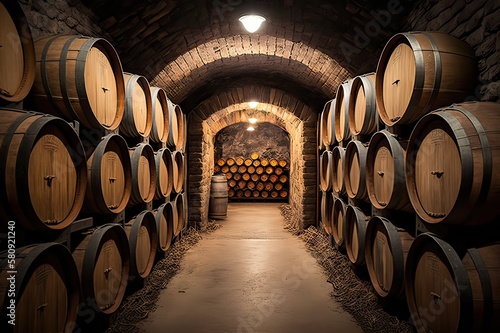 Underground Port Wine Storage. Photo generative AI