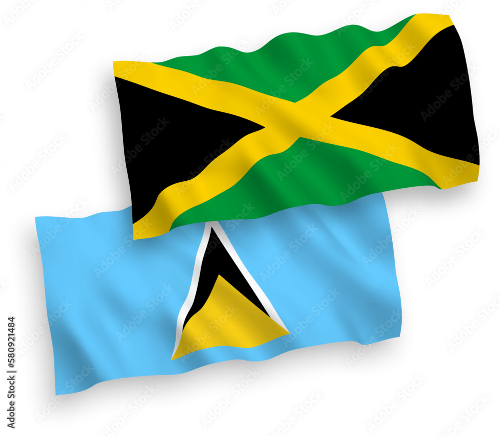 Obraz premium Flags of Saint Lucia and Jamaica on a white background