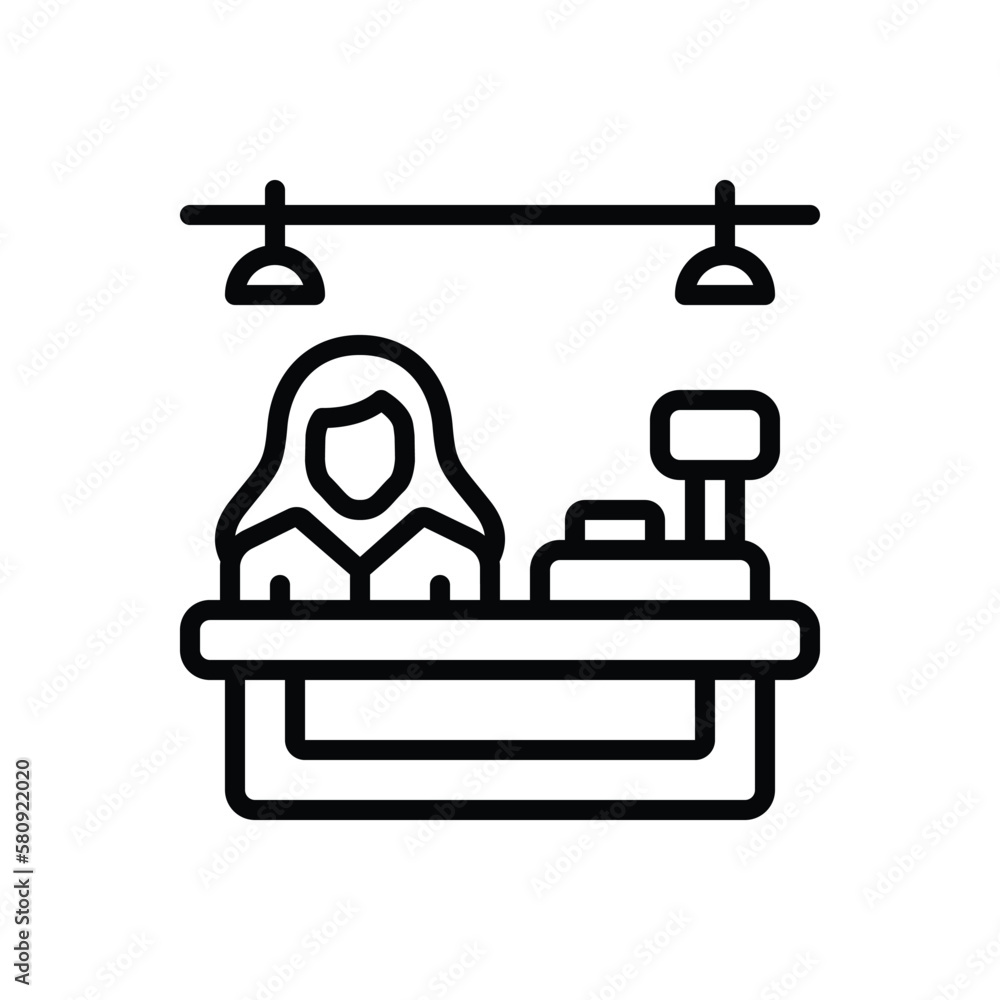 Black line icon for cashiers