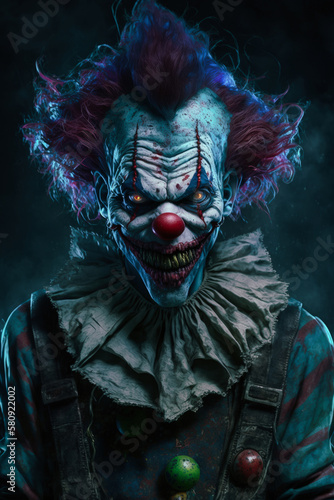 Horror Clown The Terror of the Horror Clown, A Nightmarish Performance AI-Generated