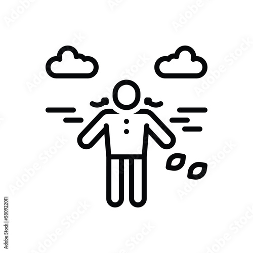 Black line icon for breath