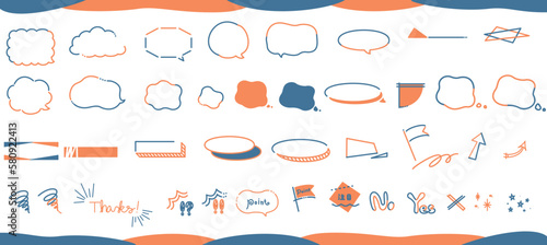 カラフルな漫画風あしらい・アイコンイラストセット