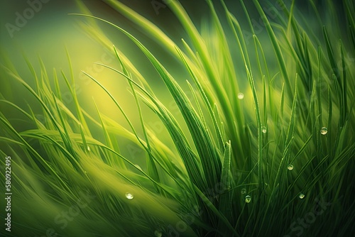 Background texture of spring grass in nature. Generative AI