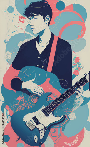 guitarist with guitar , music poster