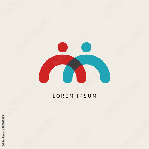 Two connected people business logo