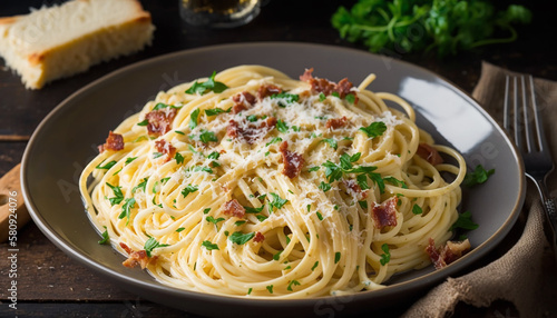 Spaghetti Carbonara a Classic Spaghetti Carbonara Generative AI