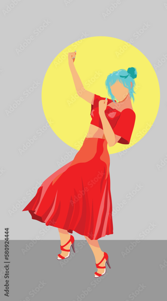 Faceless girl in red outfit Faceless girl in red outfit