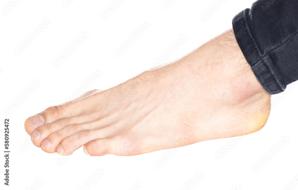 Bare leg of a man isolated on a white background Bare leg of a man isolated on a white background