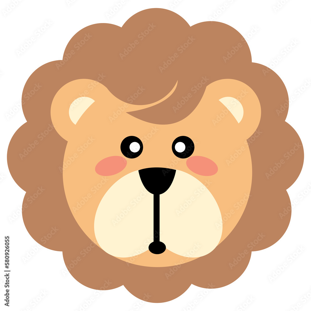 Cute lion cartoon animals isolated png image illustration for kid Stock