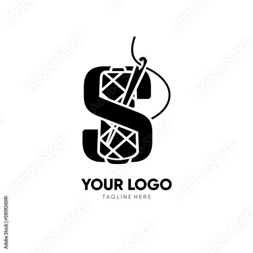Letter Initial S Sewing Thread Needle Logo Design Vector Icon Graphic Emblem Illustration 