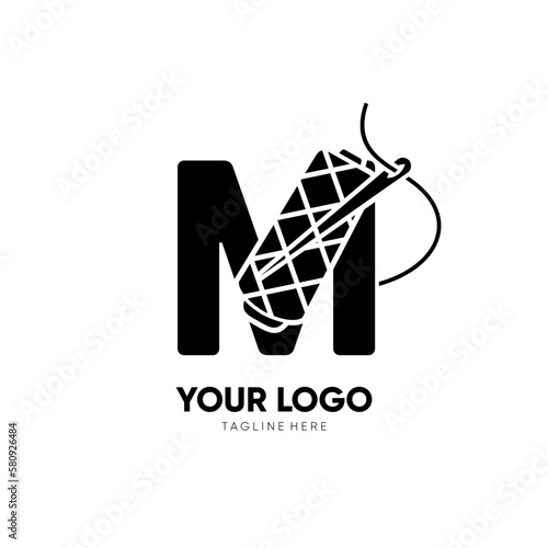 Letter Initial M Sewing Thread Needle Logo Design Vector Icon Graphic Emblem Illustration 