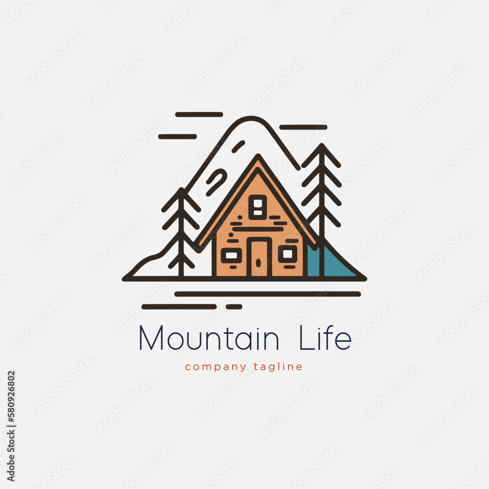Mountain line logo. Vector logotype element, icon, sign, label.