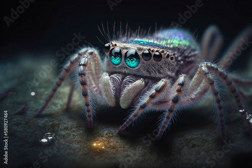 Closeup of a Scary Fantasy Spider Generative AI