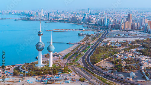 kuwait towers overlooking Kuwait City  photo