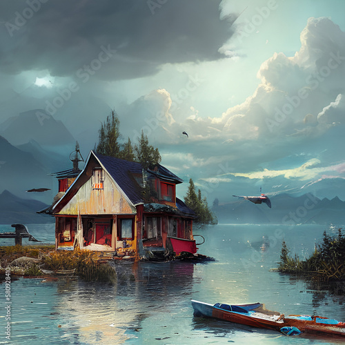 hut beside the river