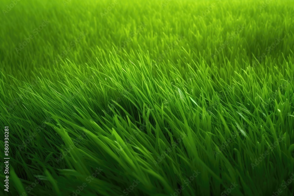 Background of a natural green grass field. Generative AI