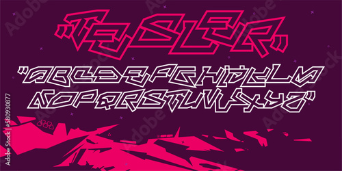 Futuristic Sci-fi Cyberpunk Tech Abstract Technology Alphabet Font Digital Spacefont Typography Vector Illustration