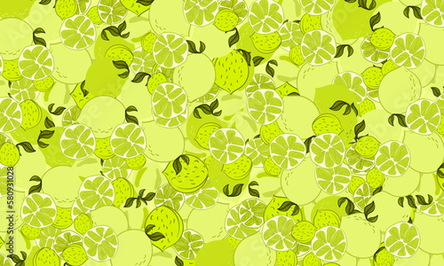green orange fruits background pattern vector illustration