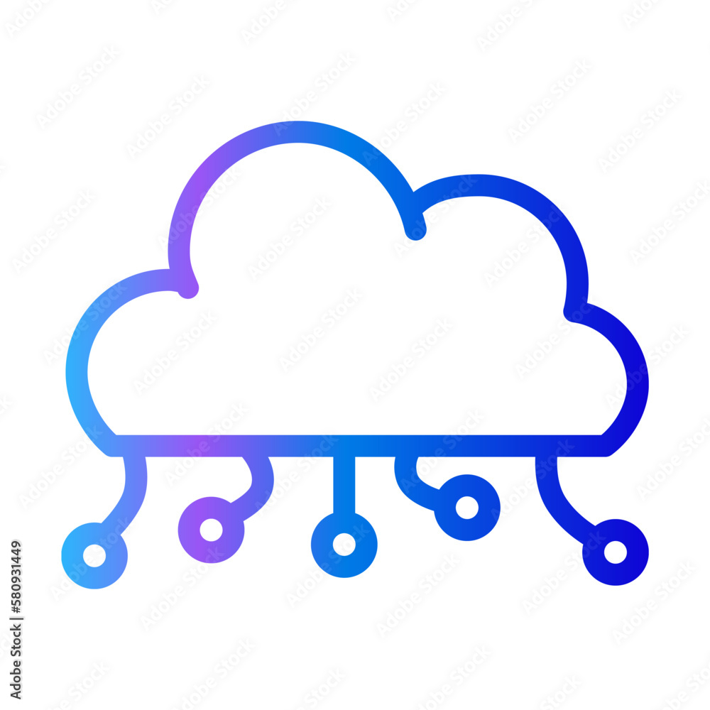 Modern minimal gradient linear design. Cloud processor icon. Smart futuristic technology Modern minimal gradient linear design. Cloud processor icon. Smart futuristic technology