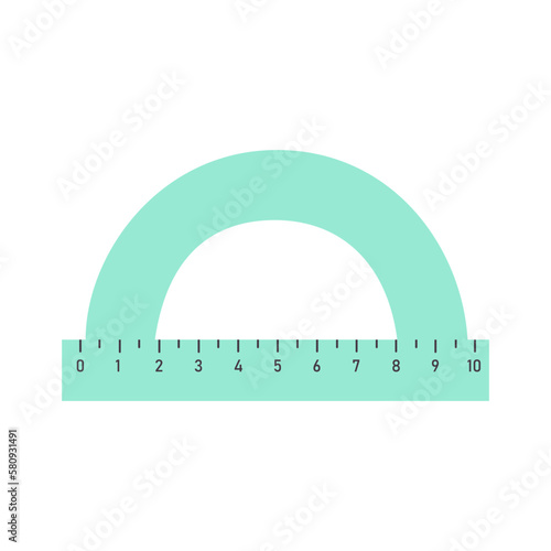 Protractor ruler isolated on white background. Measurement and drawing tool. Tilt angle meter.