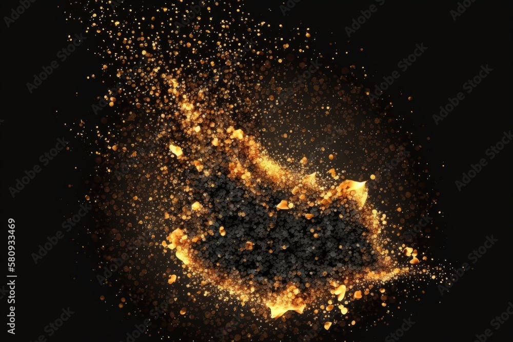 Realistic, isolated fire effect on a black background for decoration and covering. Particles, sparkles, fire, and light concepts. Stock illustration. Generative AI Realistic, isolated fire effect on a black background for decoration and covering. Particles, sparkles, fire, and light concepts. Stock illustration. Generative AI