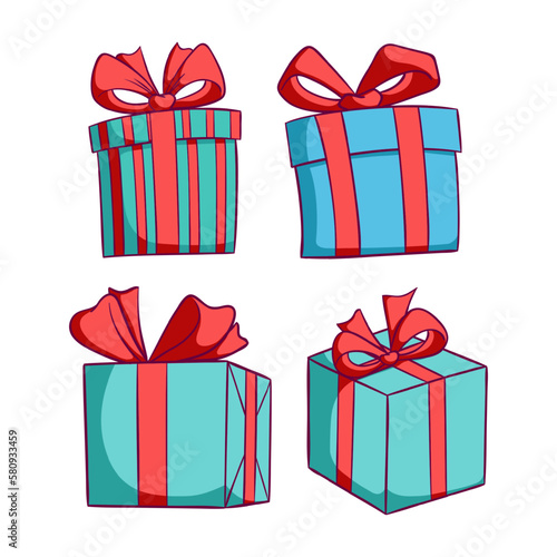 set of gift box drawing on white background