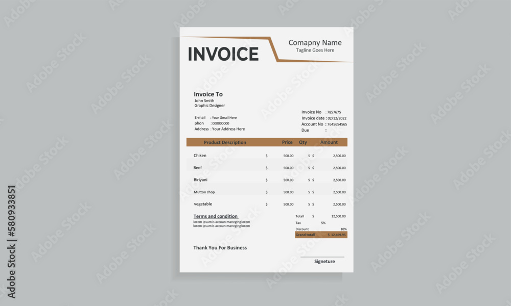 Simple invoice design template Simple invoice design template