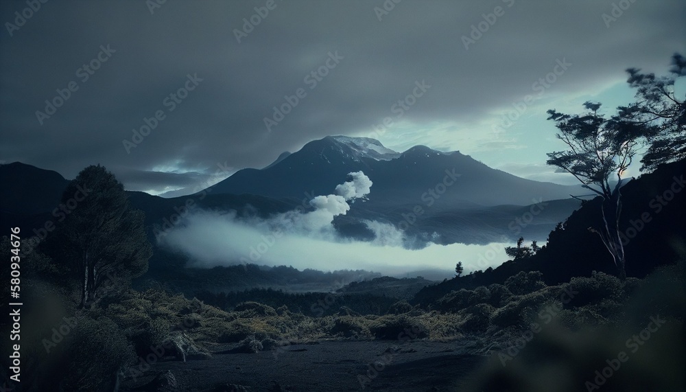 fog over the mountains, Generative AI fog over the mountains, Generative AI
