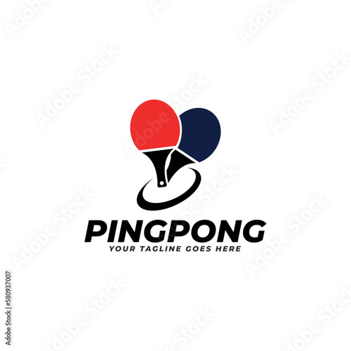 rackets for ping pong or table tennis vector logo concept isolated on white background