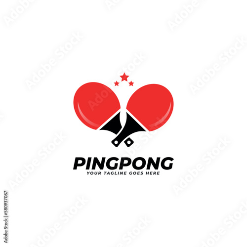 rackets for ping pong or table tennis vector logo concept isolated on white background