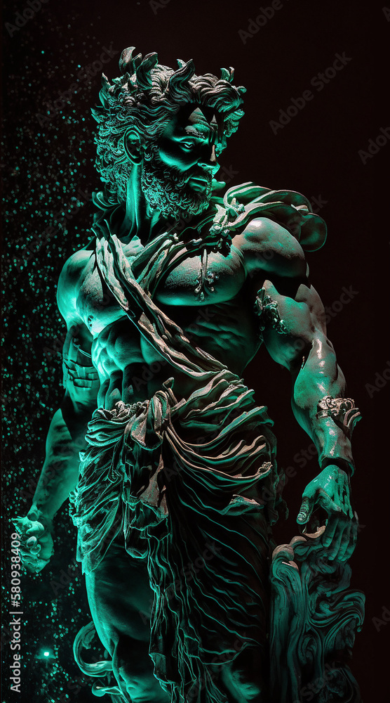 Fototapeta premium Malachite greek god. Generative AI