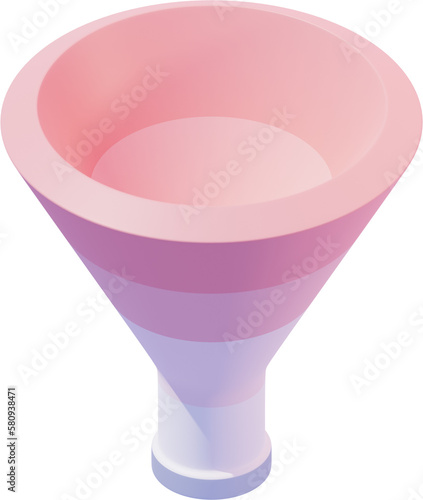 3D Sales funnel for marketing concept soft pink color layer. photo