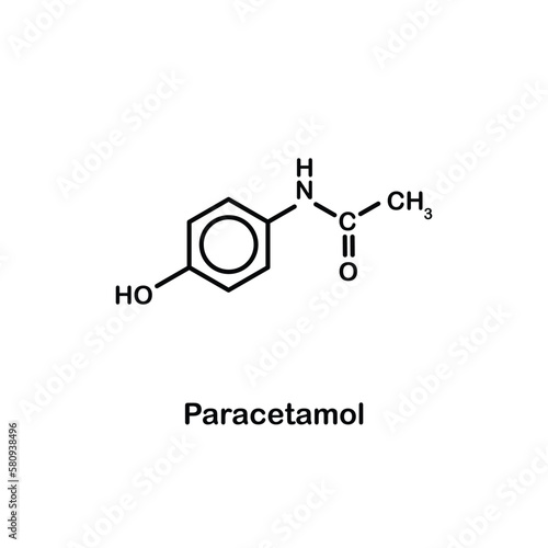 Chemical structure of Paracetamol. Chemical molecular formula vector illustration. Vector EPS 10.