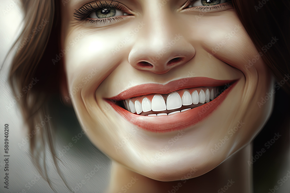 A beaming smile with impeccable teeth captured in close-up. AI-Generated A beaming smile with impeccable teeth captured in close-up. AI-Generated