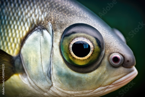 Detailed shot of a fish eye (Common bream Abramis brama). Generative AI photo