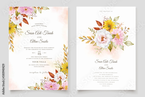 floral hand drawn illustration invitation card set  © lukasdedi