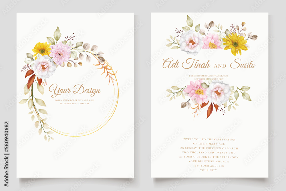 floral hand drawn illustration invitation card set floral hand drawn illustration invitation card set