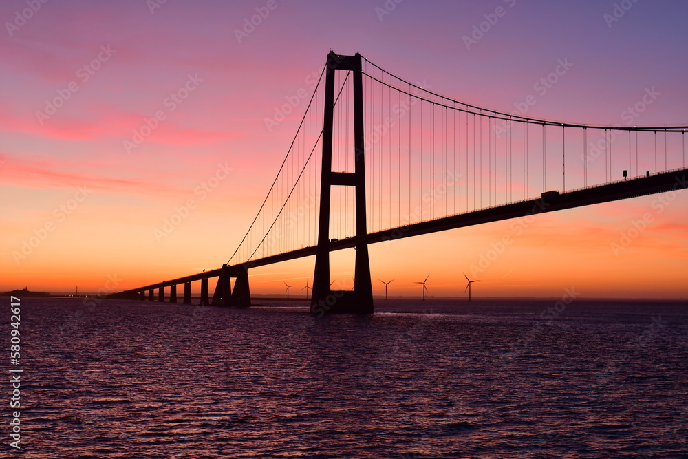 Bridge sunset big belt modern denmark nyborg korsor bridge