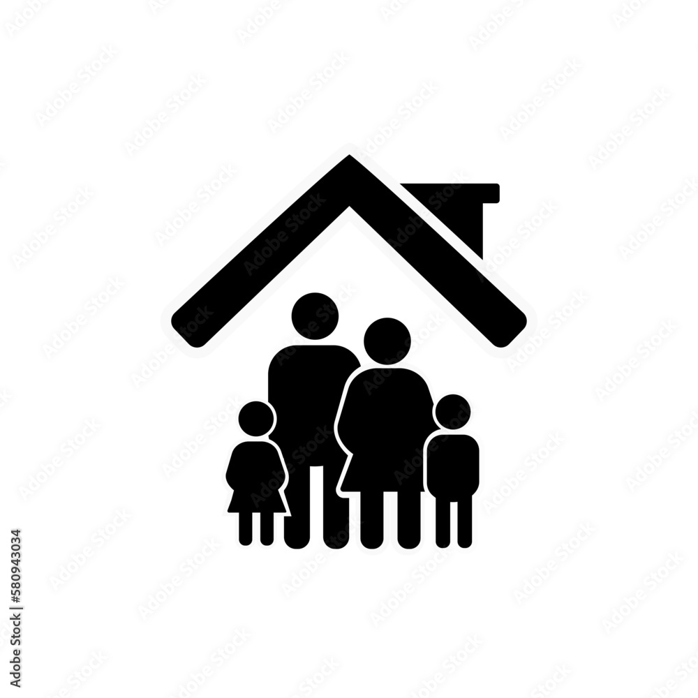Family Icon in trendy flat style isolated on grey background. Family at house symbol for your web site design, logo, app, UI. Vector illustration. Family Icon in trendy flat style isolated on grey background. Family at house symbol for your web site design, logo, app, UI. Vector illustration.