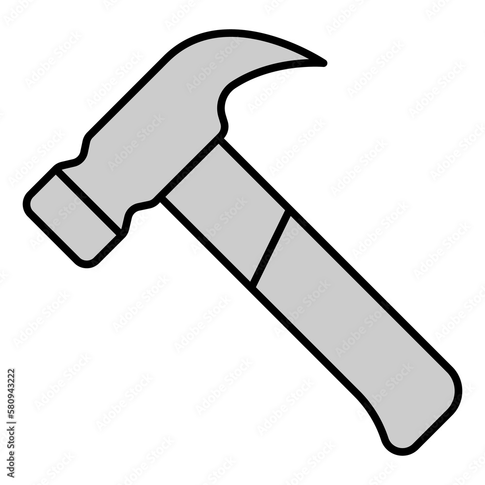 Construction hammer - icon, illustration on white background, grey style Construction hammer - icon, illustration on white background, grey style