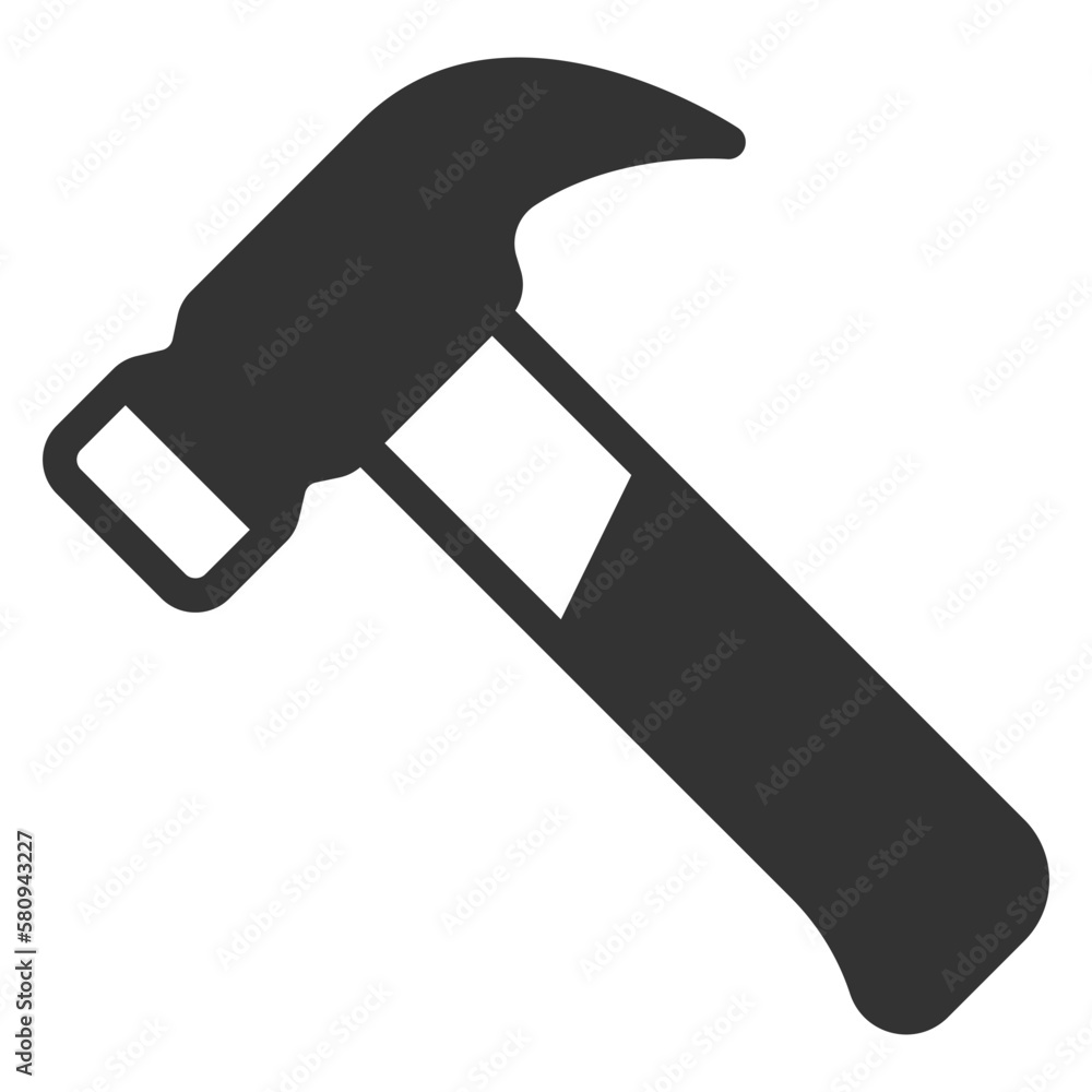 Construction hammer - icon, illustration on white background, glyph style Construction hammer - icon, illustration on white background, glyph style