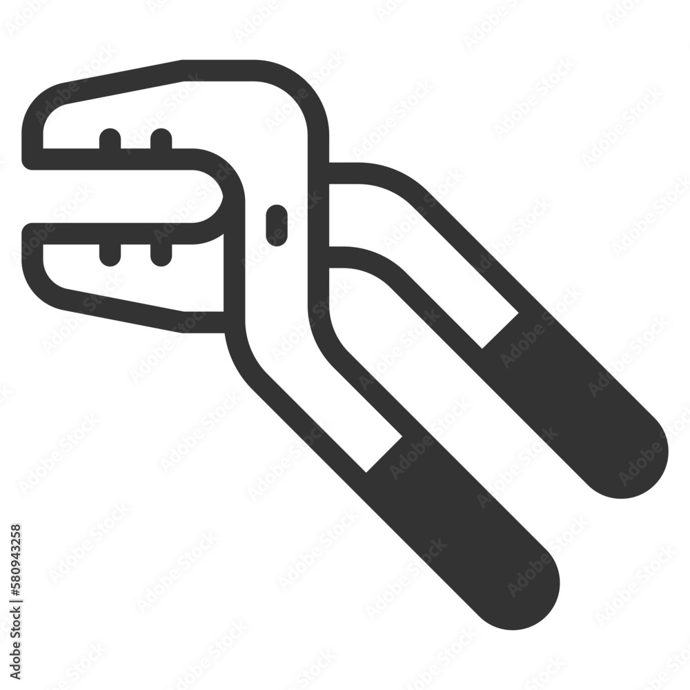 Adjustable construction tongs - icon, illustration on white background, glyph style