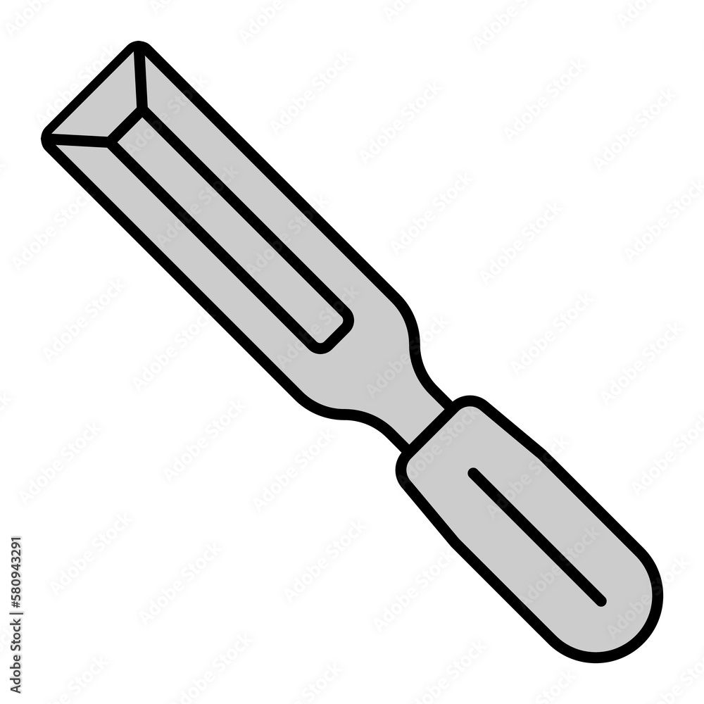 Carpentry chisel - icon, illustration on white background, grey style Carpentry chisel - icon, illustration on white background, grey style