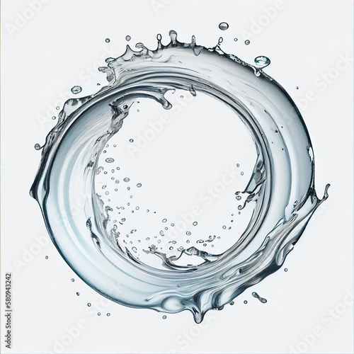 Water flowing and form a round frame - generative ai