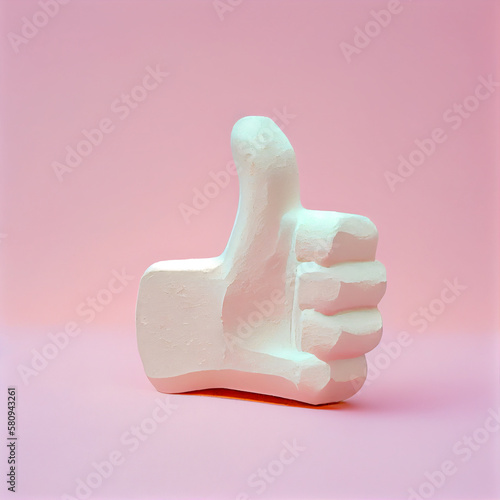 Hand made of plaster showing thumbs-up sign - generative ai