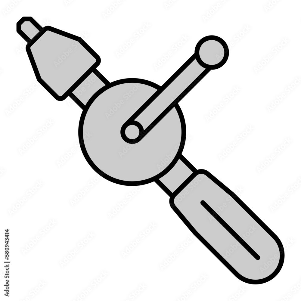 Hand drill - icon, illustration on white background, grey style Hand drill - icon, illustration on white background, grey style