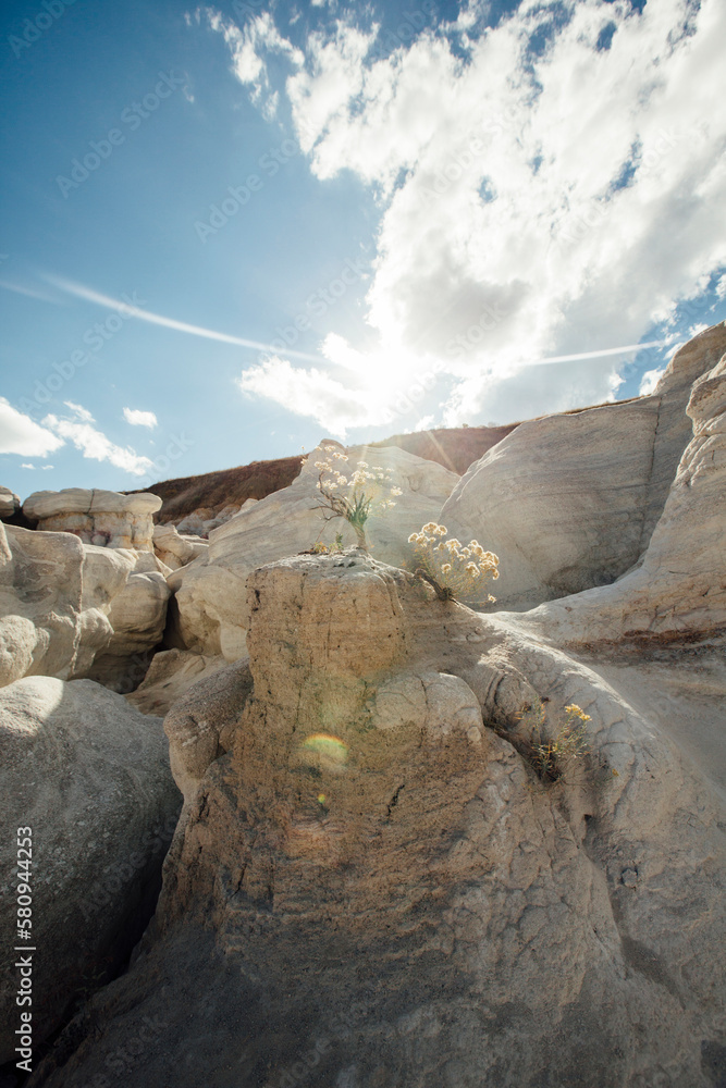 Sunlight falling on rock formation at Paint Mines Interpretive Park Sunlight falling on rock formation at Paint Mines Interpretive Park
