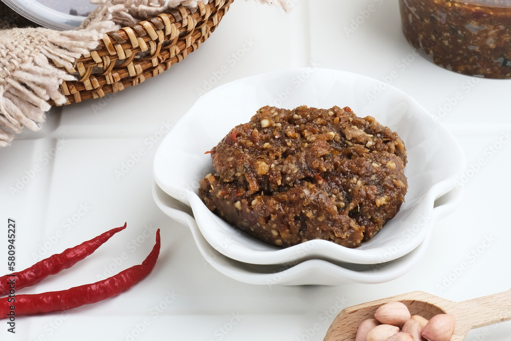 Sambal Kacang or Peanut Sauce served in bowl.
Sambal Kacang or Peanut Sauce served in bowl.